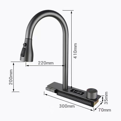 Tesrin YN-K003 Rectangular SUS304 Digital Display Waterfall Kitchen Sink