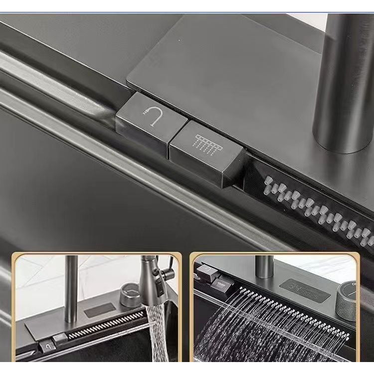 Tesrin YN-K003 Rectangular SUS304 Digital Display Waterfall Kitchen Sink