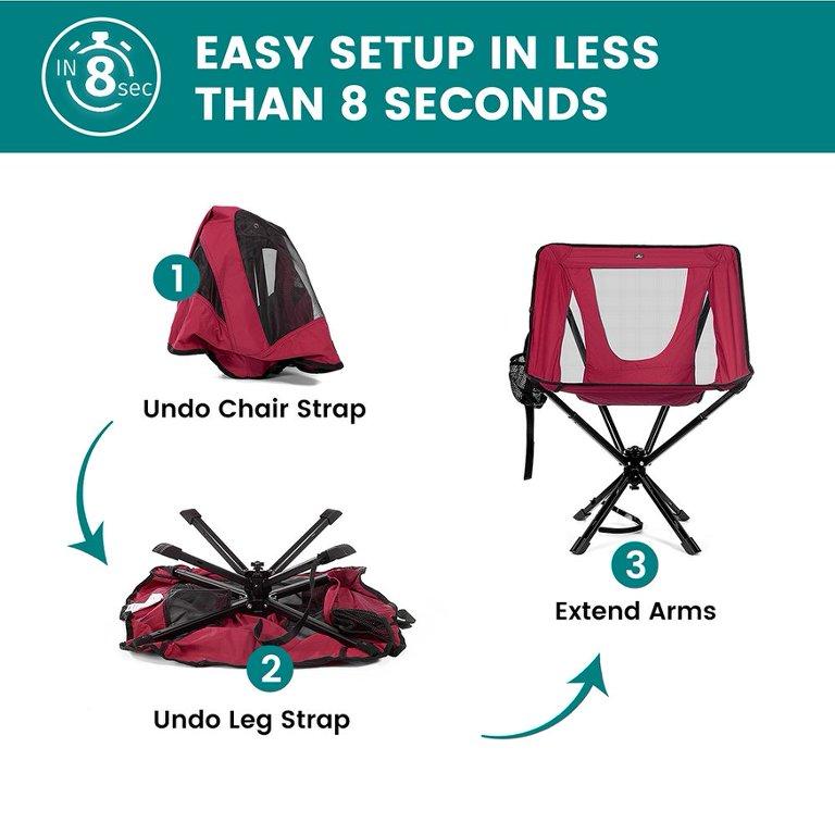 Adjustable Swivel Folding Camping Chair | 360° Rotatable, Sturdy & Ultra-Compact