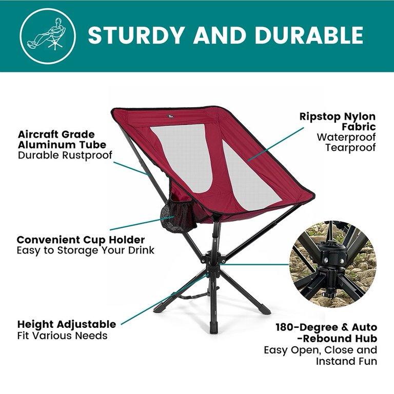 Adjustable Swivel Folding Camping Chair | 360° Rotatable, Sturdy & Ultra-Compact