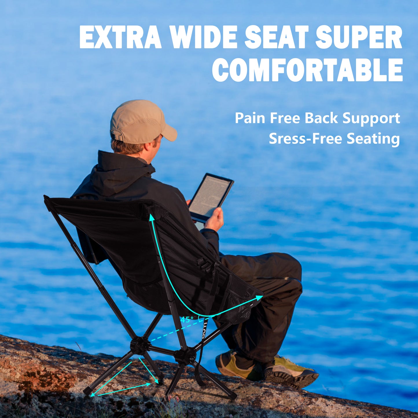 380 LBS Capacity Ultra-Compact Camping Chair | 10s Setup, Lightweight & Durable