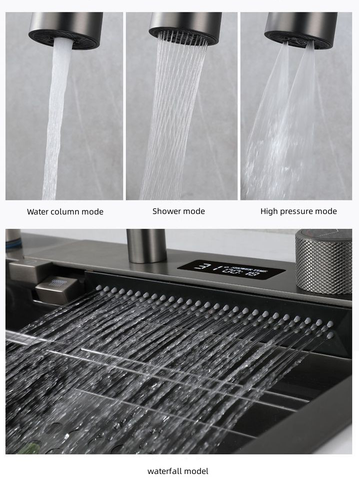 Tesrin YN-K003 Rectangular SUS304 Digital Display Waterfall Kitchen Sink