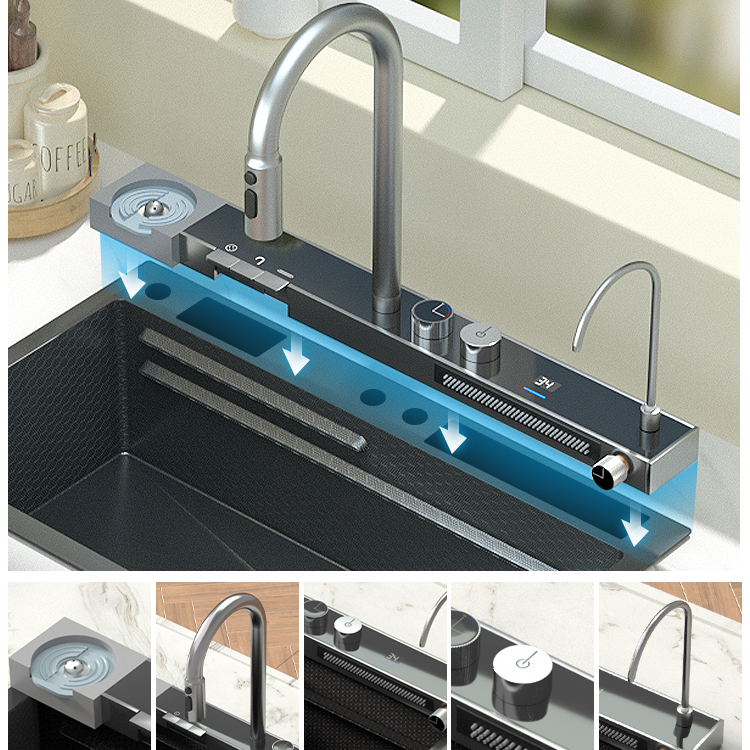 Tesrin YN-K004 Nano Digital Display Kitchen Sink with Cup Washer