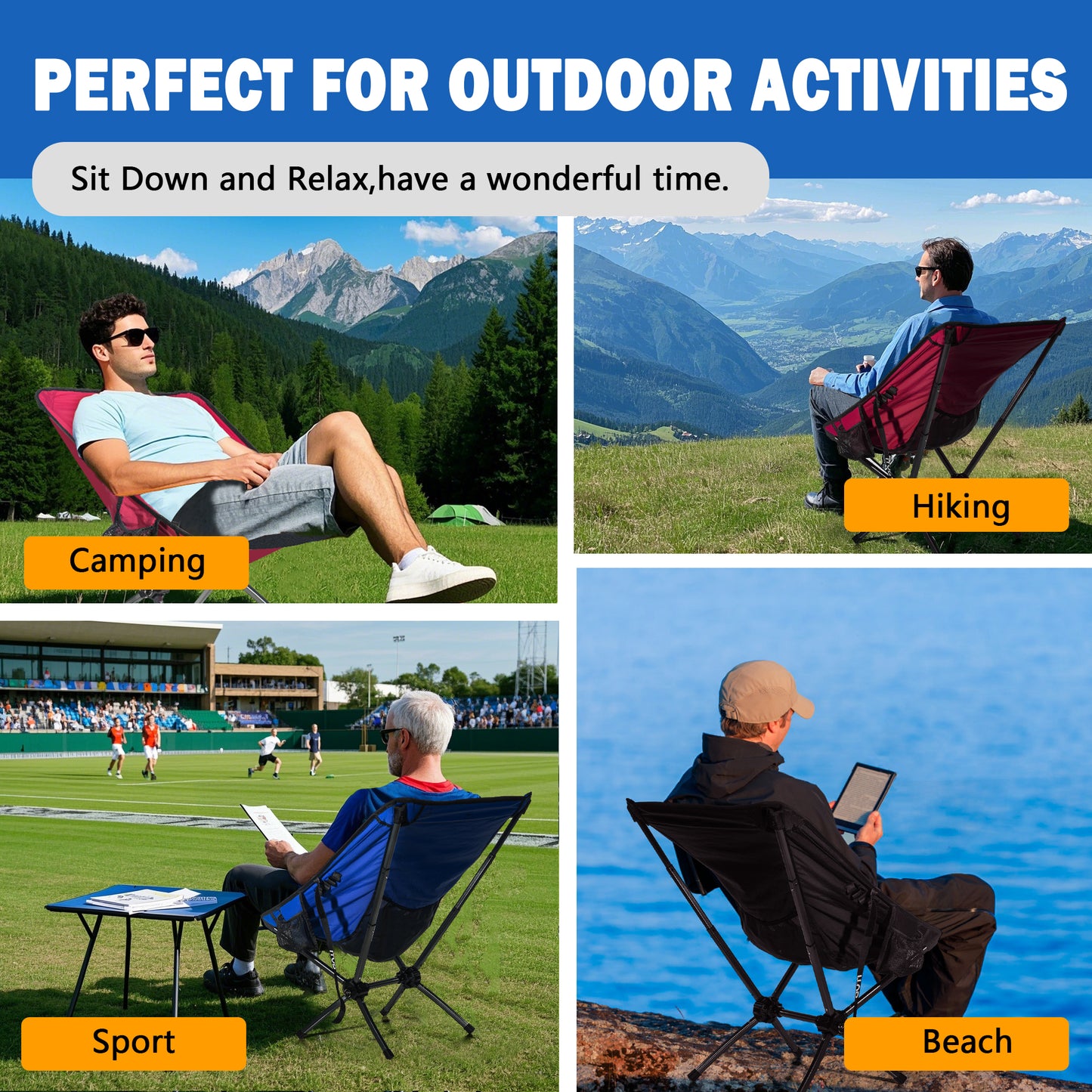 380 LBS Capacity Ultra-Compact Camping Chair | 10s Setup, Lightweight & Durable
