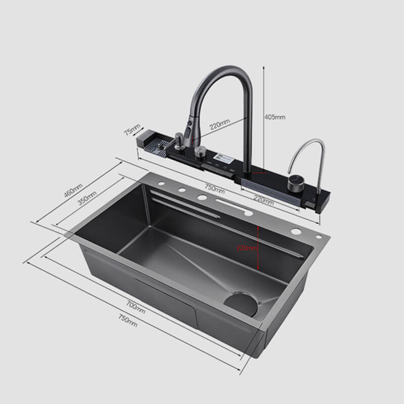 Tesrin YN-K104 Luxury Kitchen Sink with Digital Display and Waterfall Design