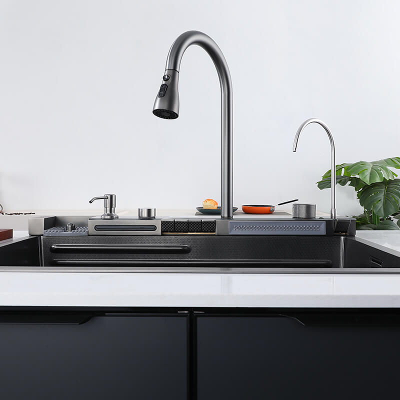 Tesrin YN-K104 Luxury Kitchen Sink with Digital Display and Waterfall Design